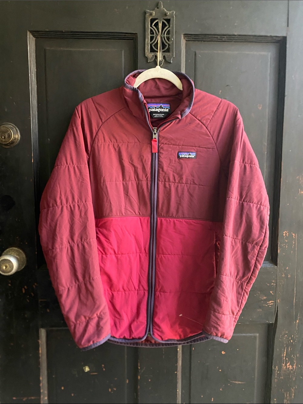 Patagonia Two-Tone Burgundy and Berry Puffer Jacket